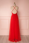 Aliki Red Mesh Plunging Neckline Maxi Dress | Boutique 1861 6