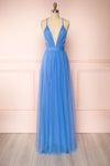 Aliki Blue Mesh Maxi Dress | Boutique 1861 front view