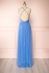 Aliki Blue Mesh Maxi Dress | Boutique 1861 back view