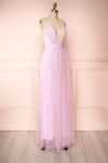 Aliki Lavender Pink Mesh Maxi Dress | Boutique 1861 side view
