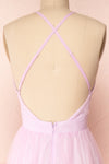 Aliki Lavender Pink Mesh Maxi Dress | Boutique 1861 back close-up