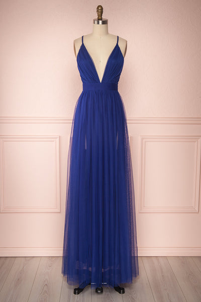 Aliki Navy Blue Mesh Maxi Dress | Boutique 1861