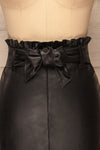 Alimos Black Faux Leather Midi Skirt | La petite garçonne front close up
