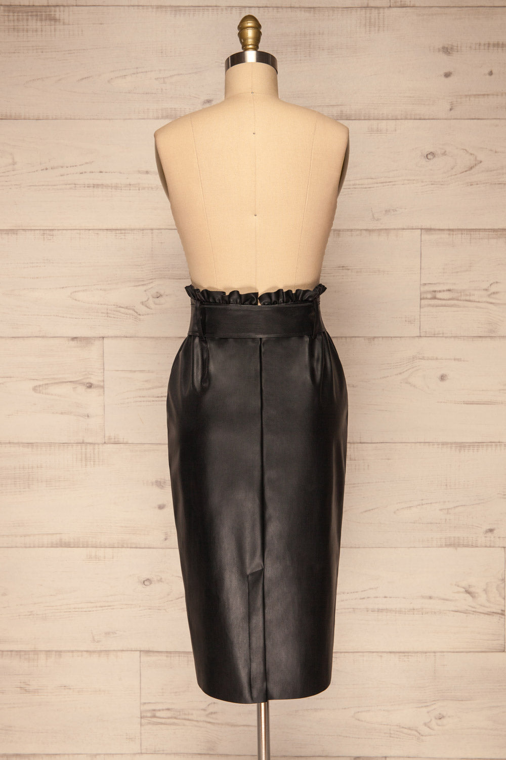 Alimos Black Faux Leather Midi Skirt | La petite garçonne back