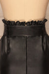 Alimos Black Faux Leather Midi Skirt | La petite garçonne back close up