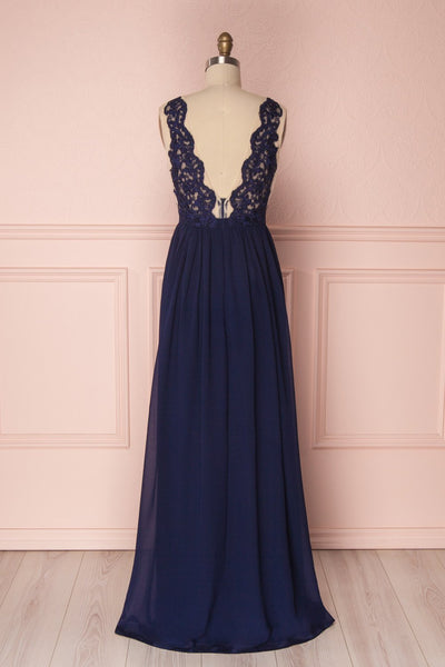 Alitta Navy Blue Embroidered Bodice Maxi Dress | Boudoir 1861 6