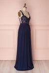 Alitta Navy Blue Embroidered Bodice Maxi Dress | Boudoir 1861 5