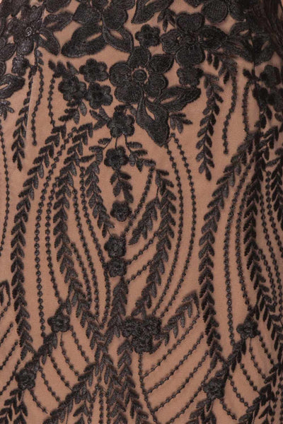 Allyriane Beige & Black Embroidered Cocktail Dress | Boutique 1861