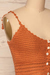 Almelo Rust Orange Crocheted Crop Top | La Petite Garçonne side close-up