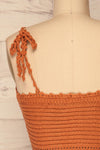 Almelo Rust Orange Crocheted Crop Top | La Petite Garçonne back close-up