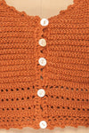 Almelo Rust Orange Crocheted Crop Top | La Petite Garçonne fabric detail