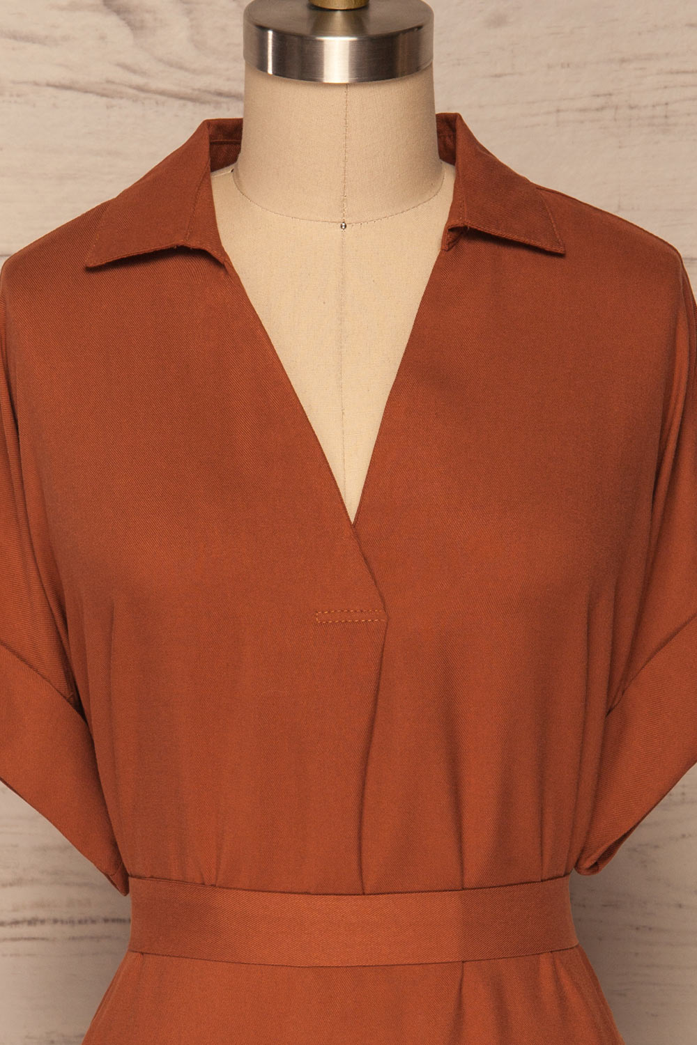 Aloja Rust Orange Short Tunic Shirt Dress front close up | La Petite Garçonne