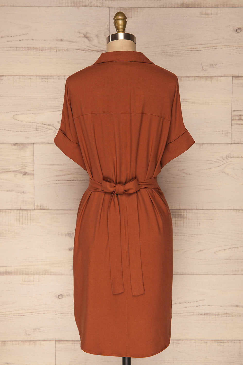 Aloja Rust Orange Short Tunic Shirt Dress back view | La Petite Garçonne