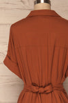 Aloja Rust Orange Short Tunic Shirt Dress back close up | La Petite Garçonne