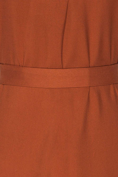 Aloja Rust Orange Short Tunic Shirt Dress fabric close up | La Petite Garçonne