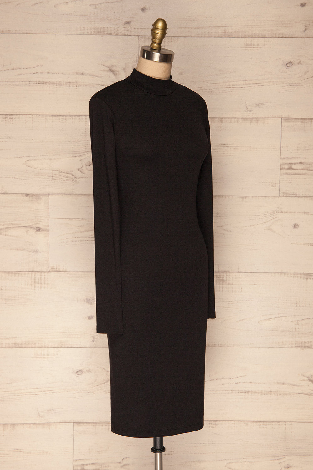 Alsdorf Poivre Black Long Sleeved Fitted Dress | La Petite Garçonne side view 