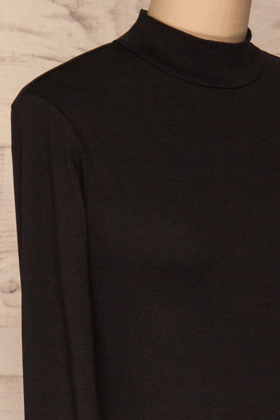 Alsdorf Poivre Black Long Sleeved Fitted Dress | La Petite Garçonne side close-up