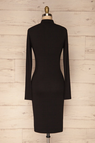 Alsdorf Poivre Black Long Sleeved Fitted Dress | La Petite Garçonne back view