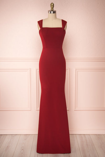 Alvery Burgundy Mermaid Dress | Robe Maxi front view | Boutique 1861