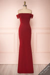 Alvery Burgundy Mermaid Dress | Robe Maxi front view FS | Boutique 1861