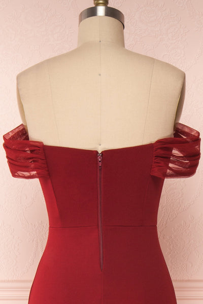 Alvery Burgundy Mermaid Dress | Robe Maxi back close up | Boutique 1861