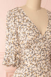 Alwena Beige Floral Short Dress | La petite garçonne side close-up