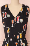 Alyosha Black Cocktail Pattern Pleated A-Line Dress | Boutique 1861 2