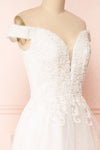 Amalia White Off-Shoulder A-Line Bridal Dress | Boudoir 1861 side close-up