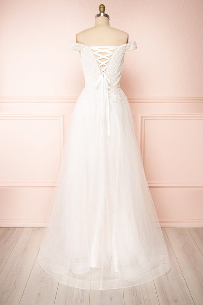 Amalia White Off-Shoulder A-Line Bridal Dress | Boudoir 1861 back view