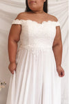 Amanda White Off-Shoulder Maxi Bridal Dress | Boudoir 1861 on model side
