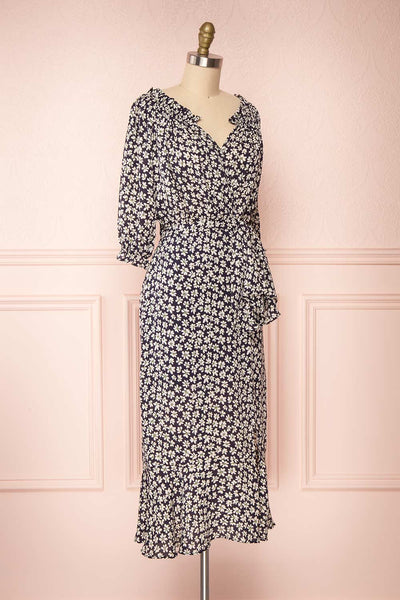 Amaya Floral Half Sleeve Faux-Wrap Maxi Dress | Boutique 1861 side view
