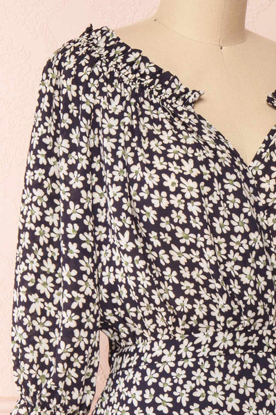 Amaya Floral Half Sleeve Faux-Wrap Maxi Dress | Boutique 1861 side close-up