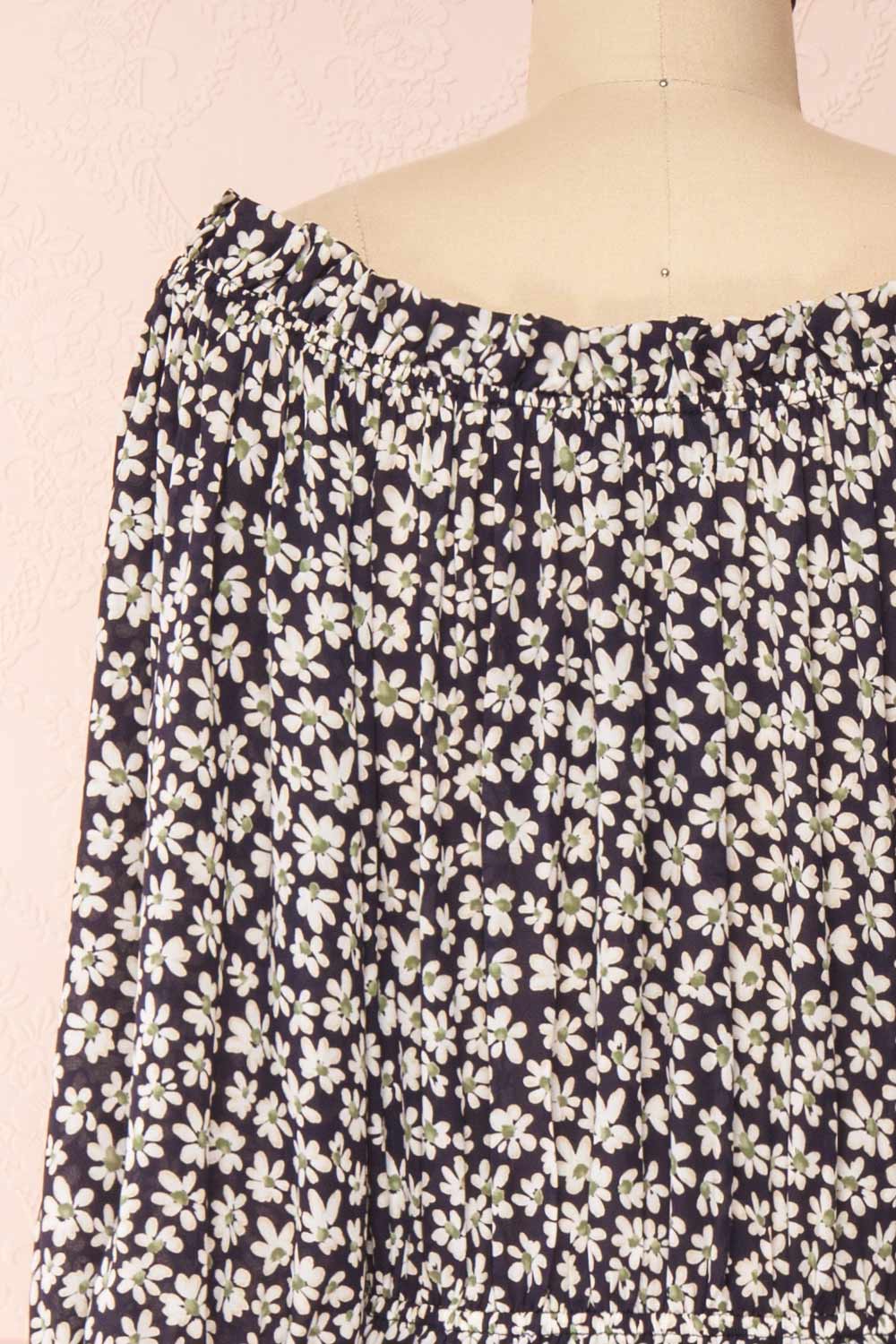 Amaya Floral Half Sleeve Faux-Wrap Maxi Dress | Boutique 1861 back close-up