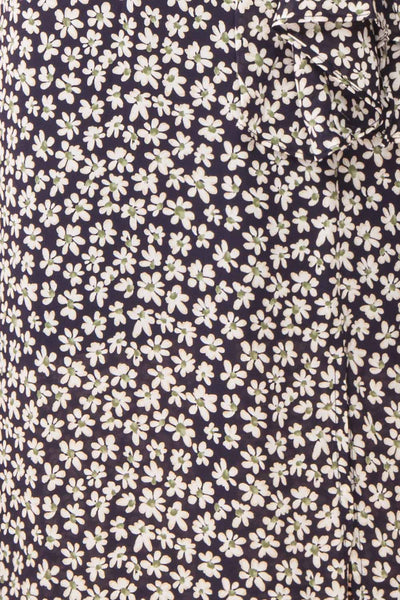 Amaya Floral Half Sleeve Faux-Wrap Maxi Dress | Boutique 1861 fabric
