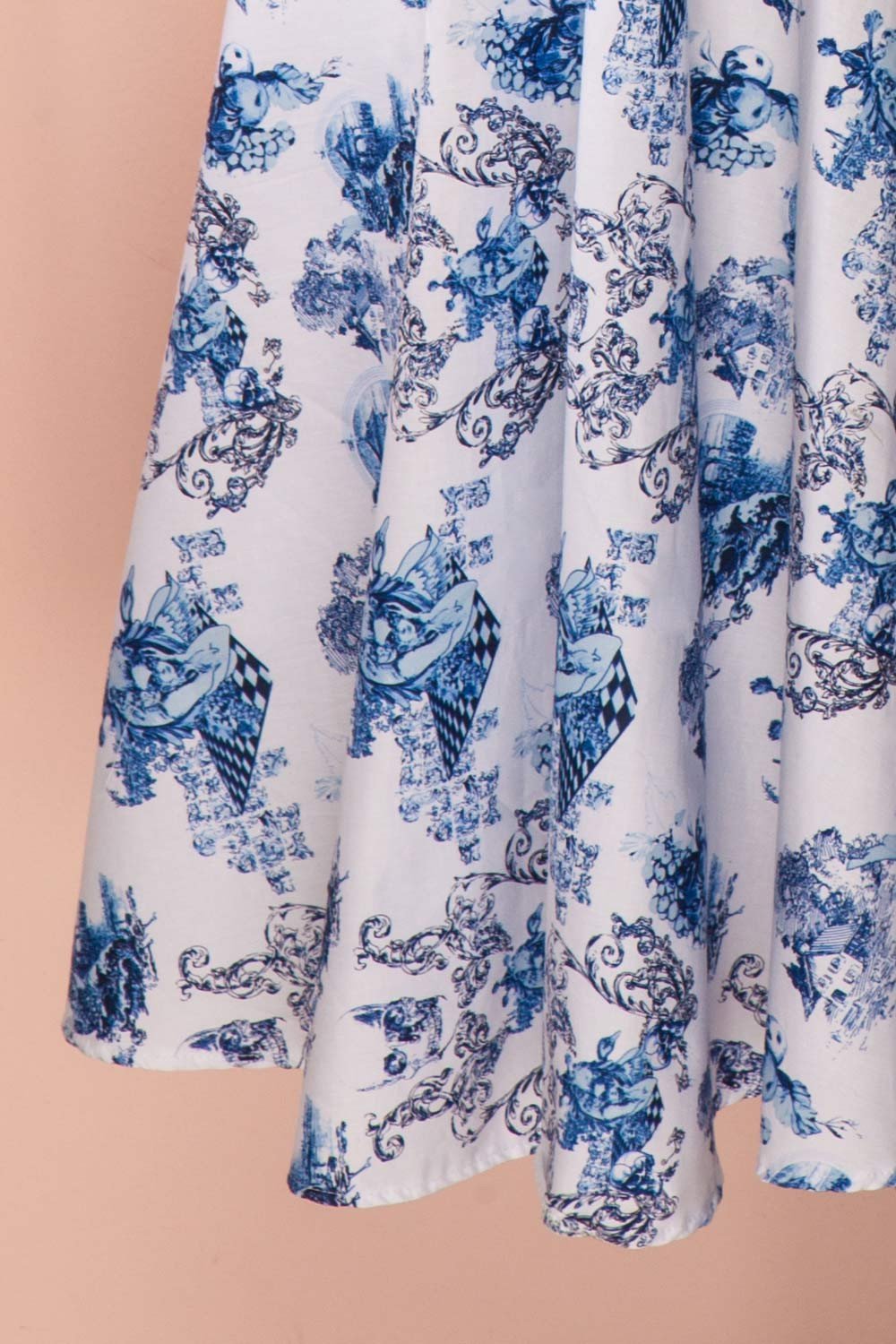 Ambroise - Blue and white print retro midi dress