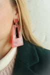 Amica Pink Marbled Pendant Earrings | La Petite Garçonne on model
