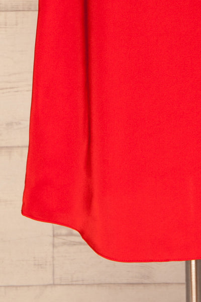 Amiens Red Midi Satin Skirt | Jupe | La Petite Garçonne bottom close-up