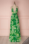 Aminta Green Floral Summer Maxi Dress | Boutique 1861