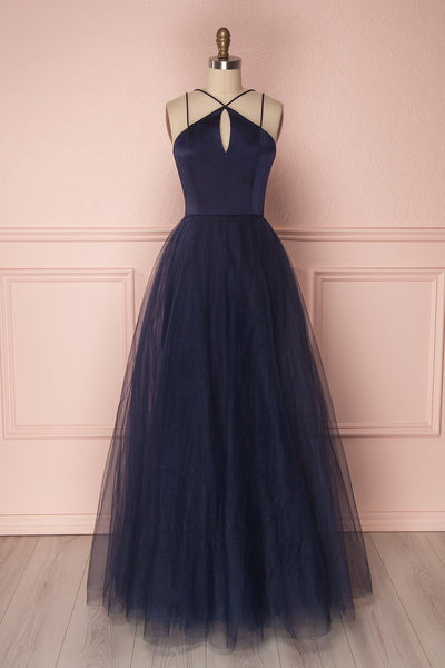 Anahis Night Navy Blue Silk Maxi Dress | Boudoir 1861