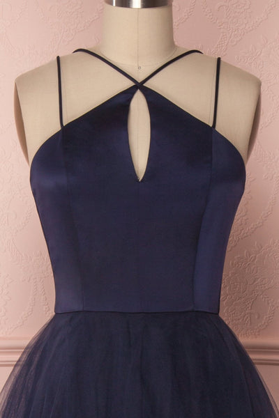 Anahis Night Navy Blue Tulle & Silk Maxi A-Line Dress | Boudoir 1861 7
