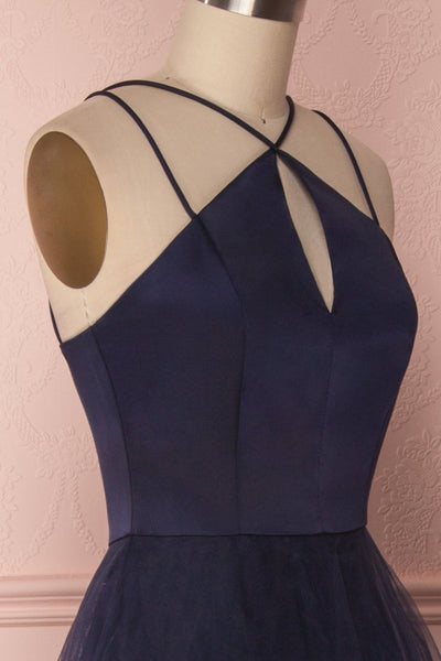Anahis Night Navy Blue Tulle & Silk Maxi A-Line Dress | Boudoir 1861 5