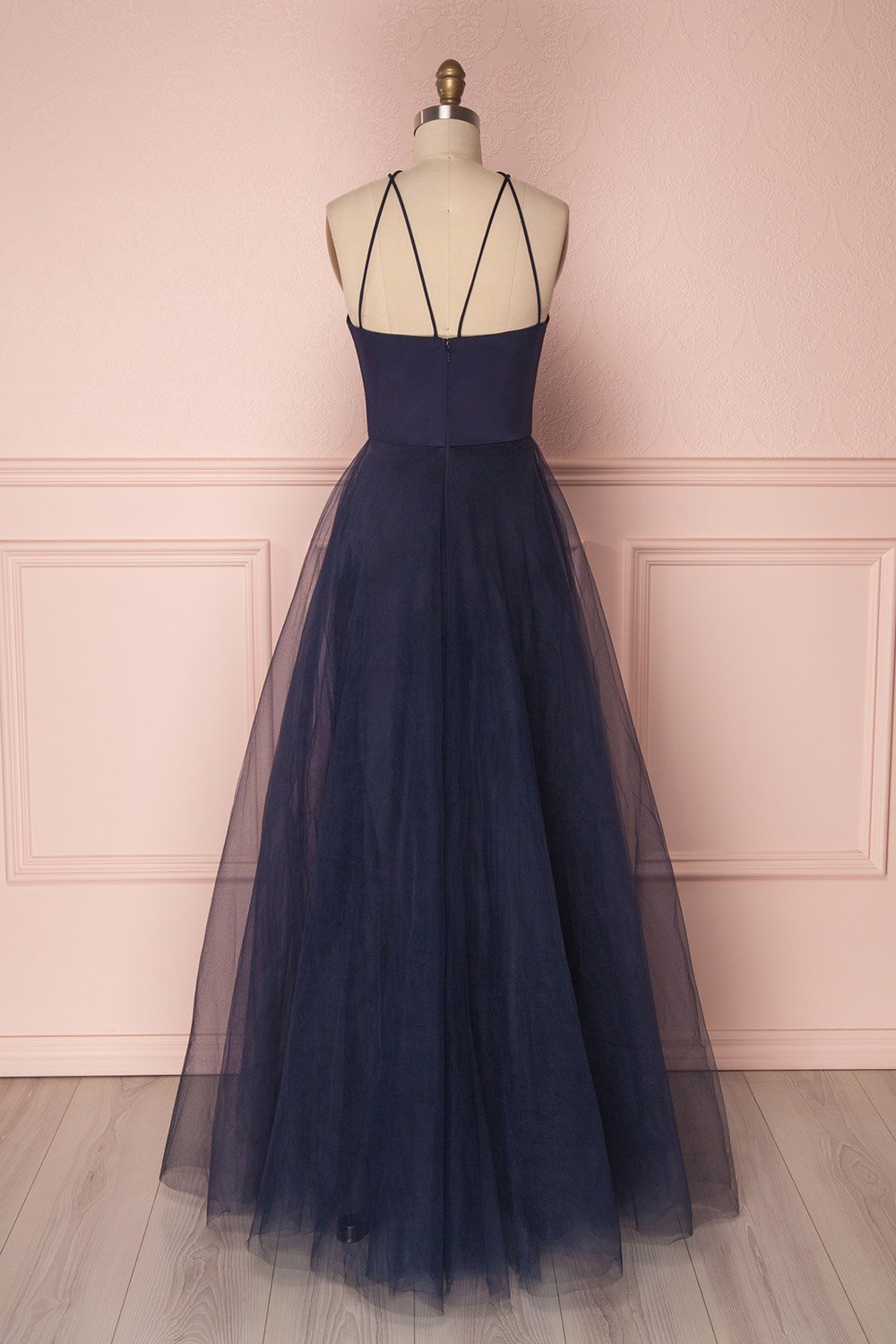 Anahis Night Navy Blue Tulle & Silk Maxi A-Line Dress | Boudoir 1861 6