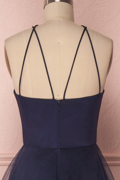Anahis Night Navy Blue Tulle & Silk Maxi A-Line Dress | Boudoir 1861 3