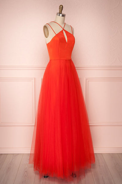 Anahis Sunset Red Tulle & Silk Maxi A-Line Dress | Boudoir 1861 3