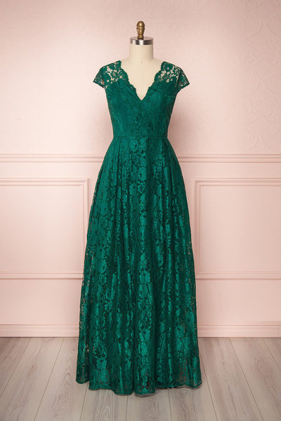 Anaick Green Lace A-Line Maxi Gown | Boutique 1861 plus