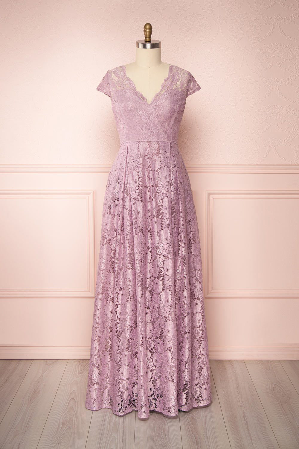 Anaick Lilac Lace A-Line Maxi Gown | Boutique 1861 plus