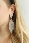 Andao Argent Silver Statement Crystal Pendant Earrings | Boutique 1861 on model