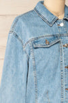Andartikon Light Blue Denim Jacket | La petite garçonne side close-up