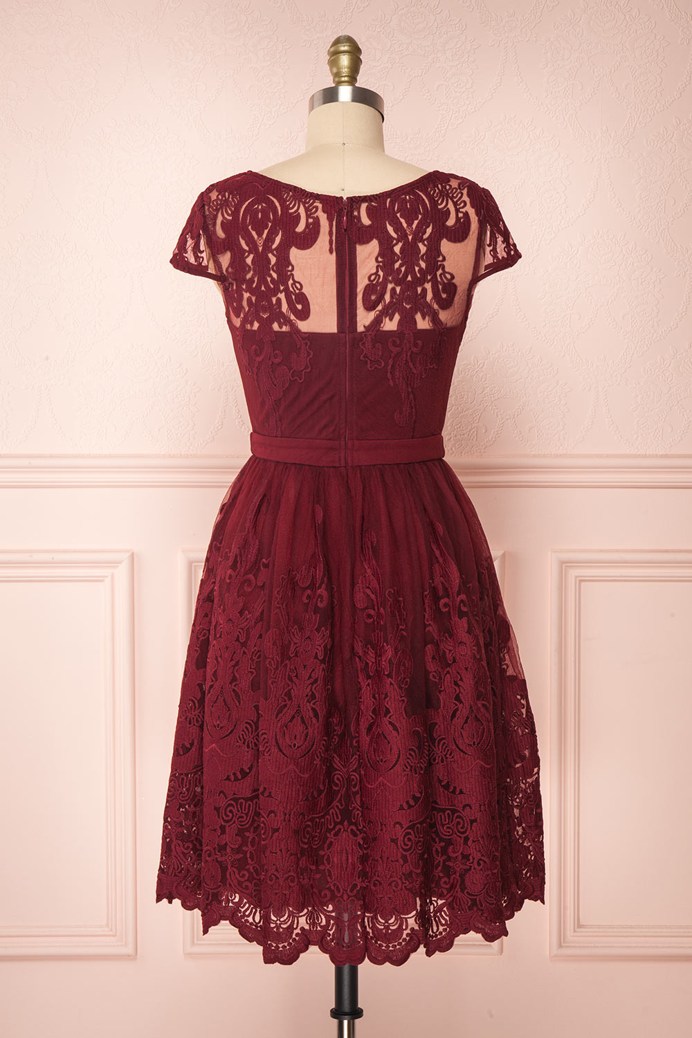 Andela Burgundy Lace A-Line Cocktail Dress | Boutique 1861 5