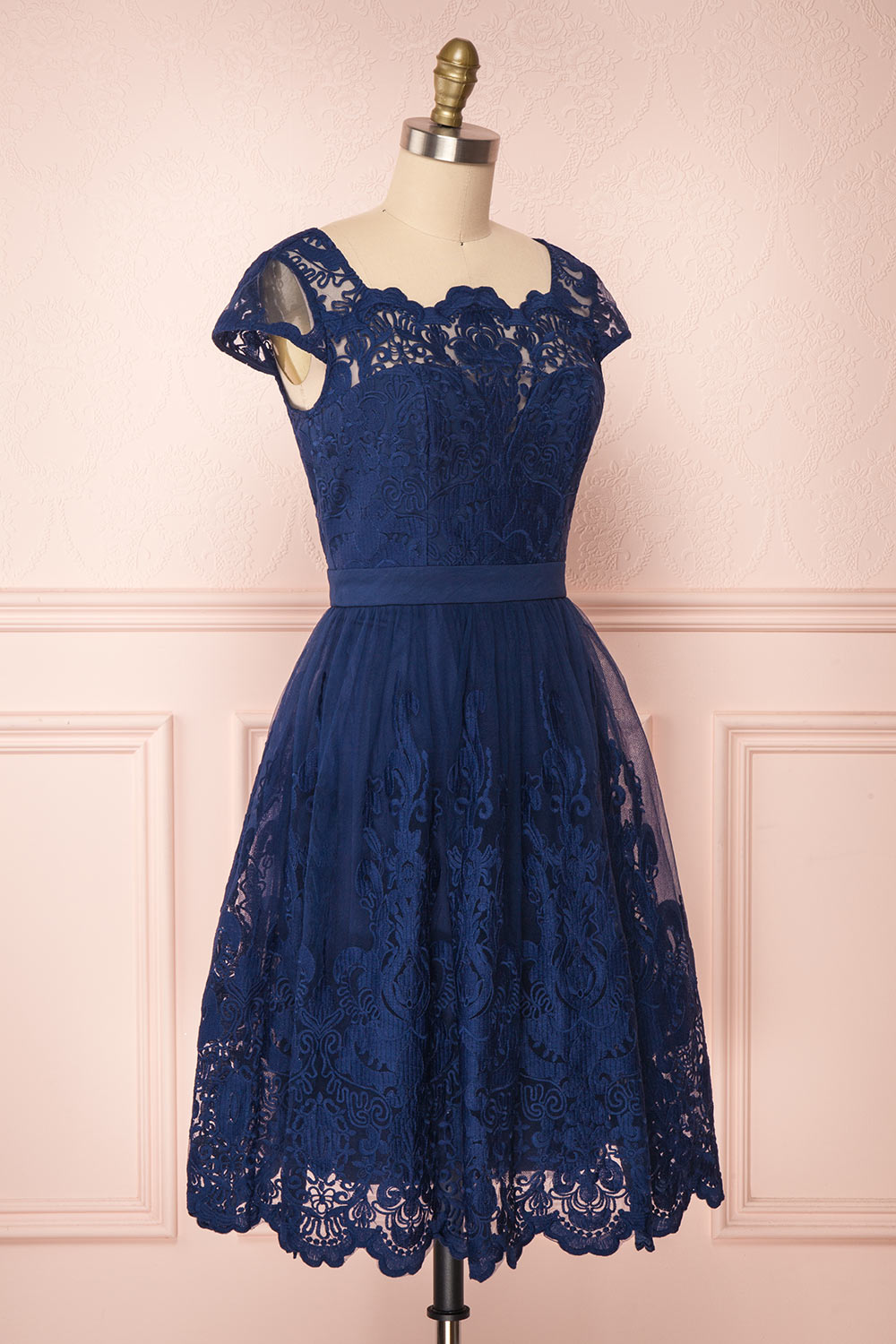 Andela Navy Blue Lace A-Line Cocktail Dress | Boutique 1861 3